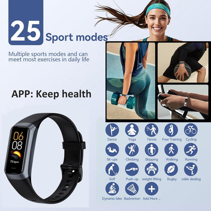 Keep Health Slim Fitness Watch, AMOLED Smart Tracker for Women & Men, Heart Rate & Blood Pressure Monitor