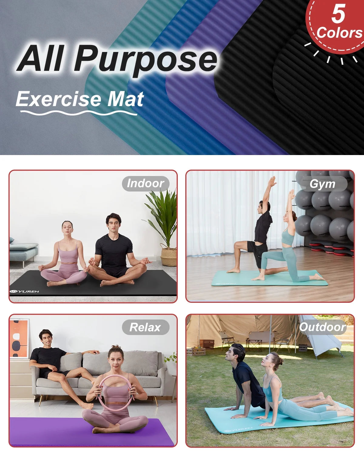 Large Yoga Mat 78X51" 10Mm Thick NBR Foam Exercise Mats for Home/Gym Fitness Workout, Blue