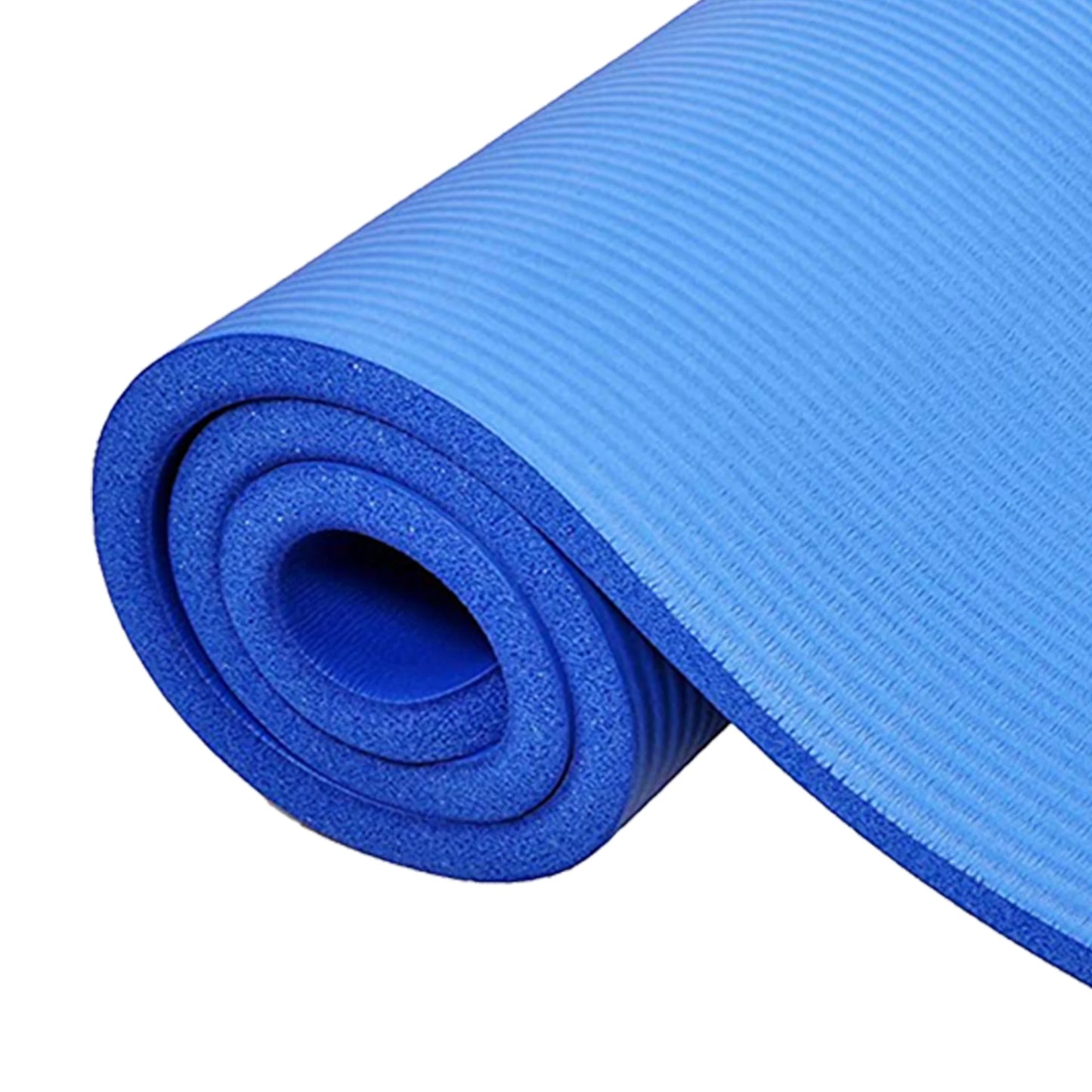 All-Purpose 1-Inch Extra Thick High Density Anti-Tear Exercise Yoga Mat with Carrying Strap, Blue