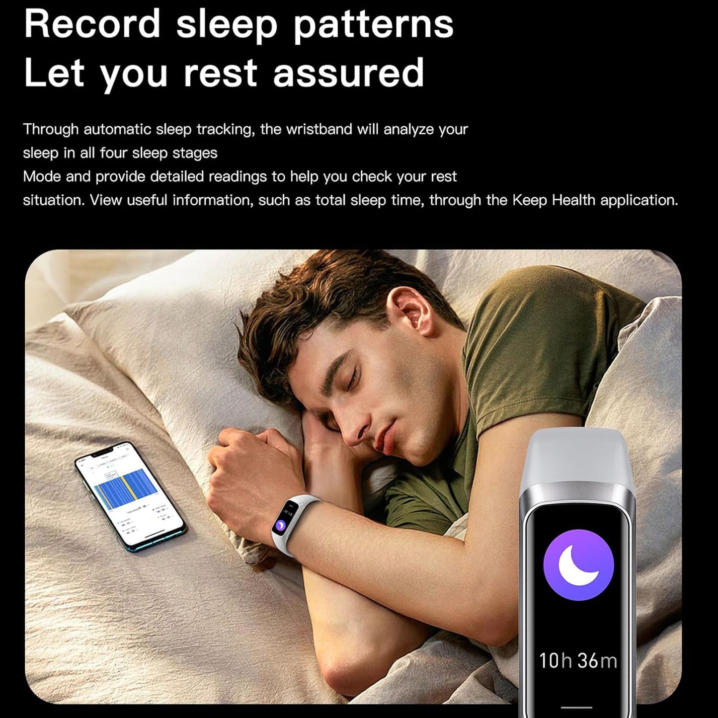 Keep Health Slim Fitness Watch, AMOLED Smart Tracker for Women & Men, Heart Rate & Blood Pressure Monitor